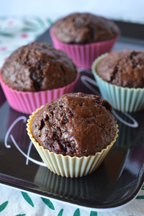 muffinki czekoladowe z malinami
